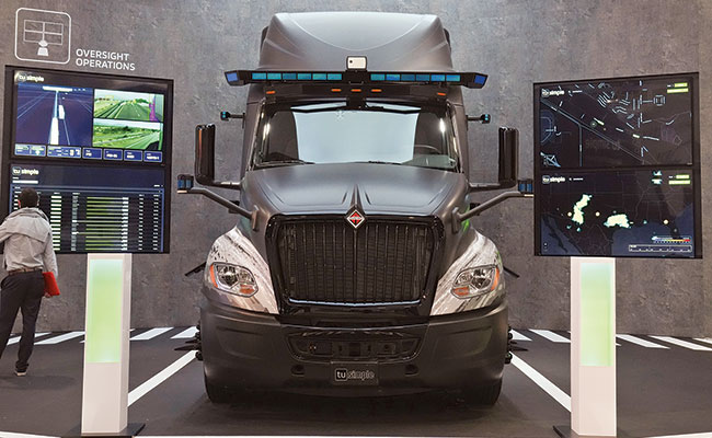 Navistar International truck with TuSimple autonomous technology