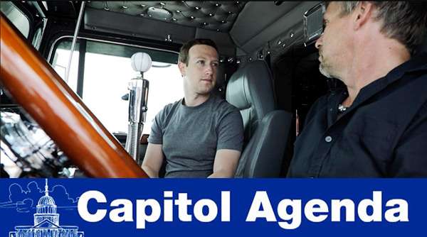 Facebook's Mark Zuckerberg with a trucker
