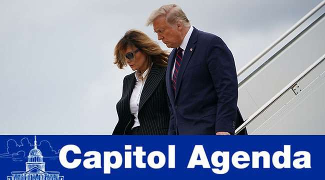 President Trump and Melania Trump step off Air Force One in Cleveland Sept. 29 ahead of the debate.
