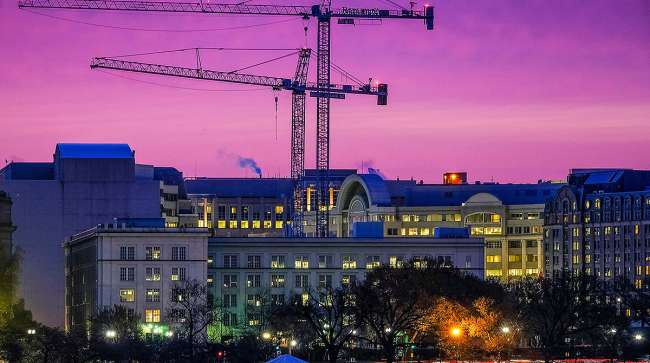 Construction cranes in Washington, D.C.