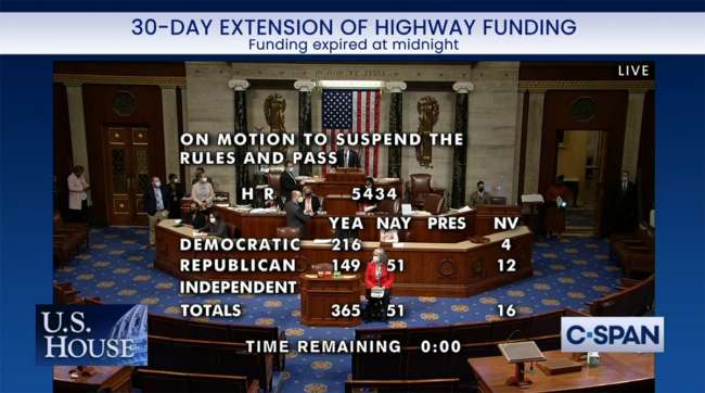 House vote on extension of highway funding