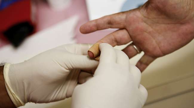 A finger-prick diabetes test