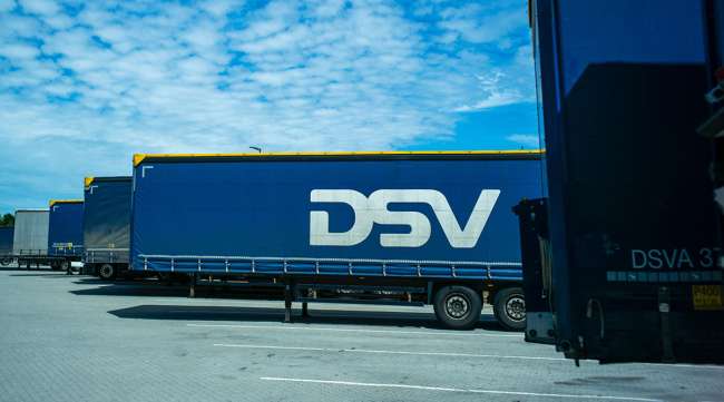 DSV AS trailers sit parked at DSV facilities in Hedehusene, Denmark