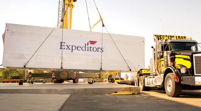Oversize load with Expeditors signage