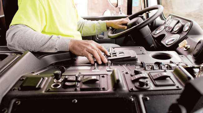 Driver on keypad for truck's Allison automatic transmission