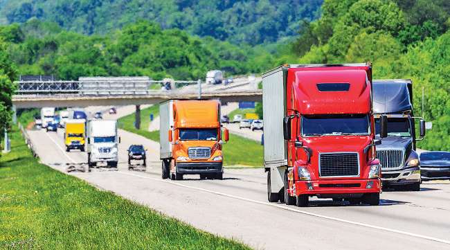 Truck traffic on interstate highway