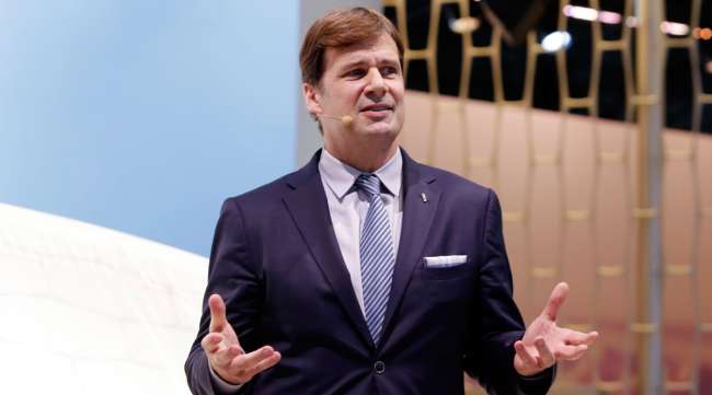 Jim Farley, new Ford CEO, speaks during the New York International Auto Show in March 2018.