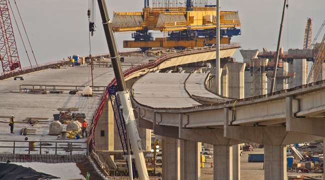 Construction on the Corpus Christi Harbor Bridge in Texas