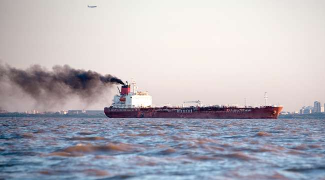 Smoke emitting from ship