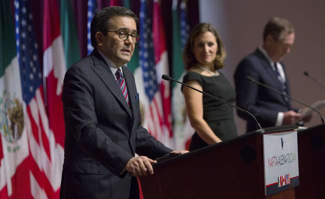 NAFTA negotiators at a press conference