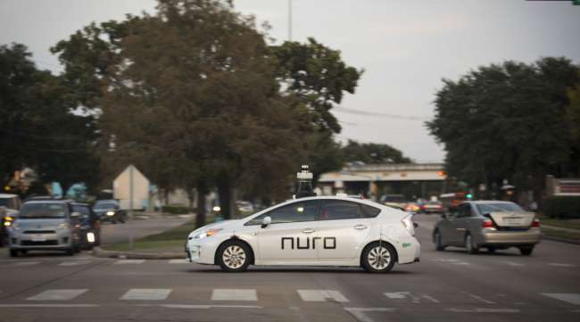 A Nuro delivery vehicle completes training routes in Texas in November 2019.