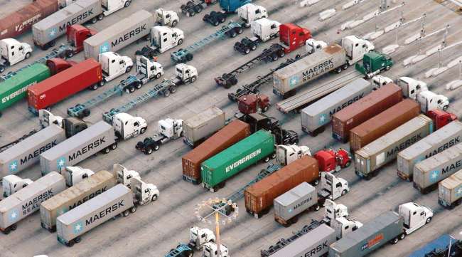 Trucks at the Port of Los Angeles