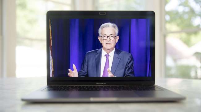 Federal Reserve Chairman Jerome Powell speaks during a virtual news conference on Sept. 16.