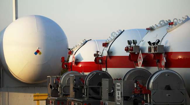 Propane delivery trucks at a Suburban Propane Partners location in Jeffersonville, Ind.