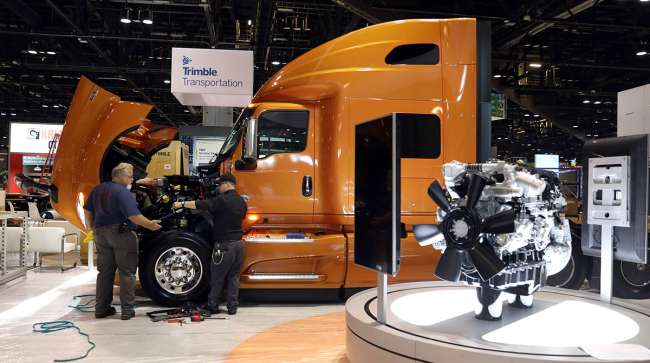 Daimler truck on display at TMC 2022 in Orlando, Fla,