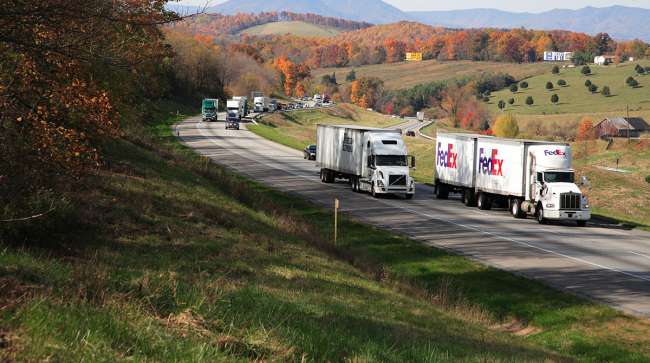 Trucks on a Virginia highway