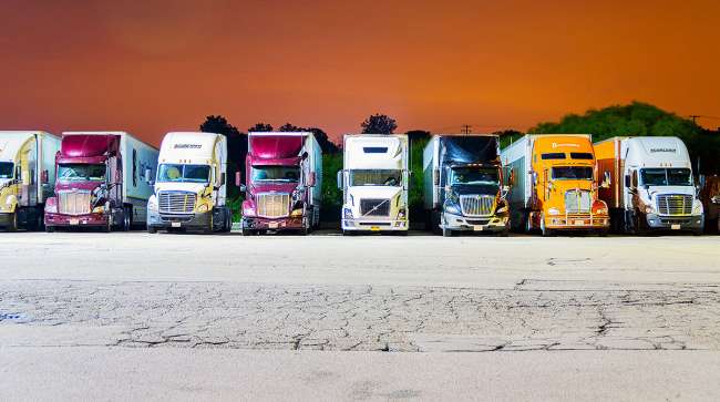 Trucks in Wisconsin lot