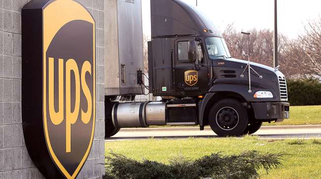 UPS truck and sign