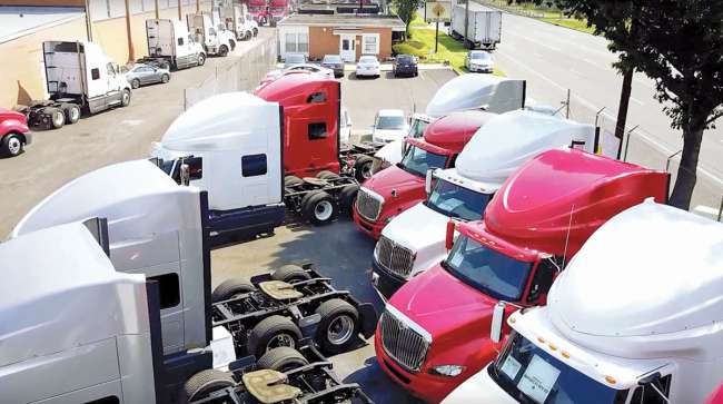 Used International trucks on a dealership lot in Philadelphia