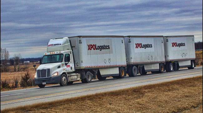 XPO Logistics triple trailer