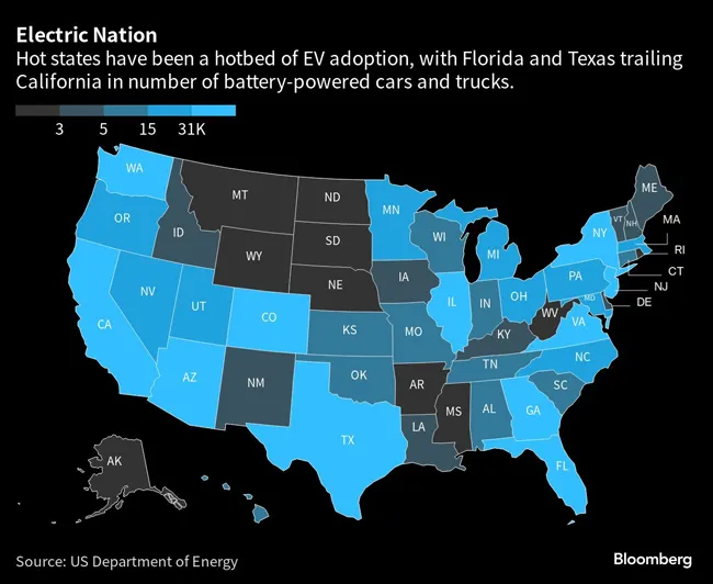 Map of EV adoption by state