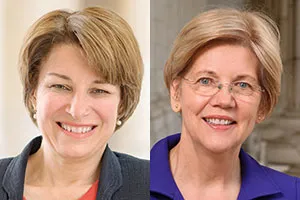 Sens. Amy Klobuchar (left), Elizabeth Warren