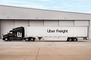 Waabi truck with an Uber Freight trailer