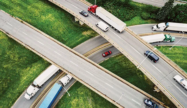 Aerial view of vehicles on the road