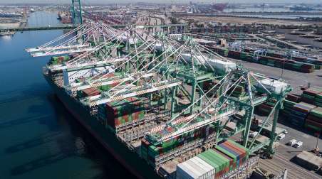 Containers unloaded at Port of Los Angeles