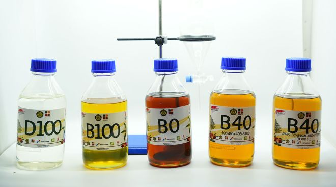 Samples of fuel from a road test