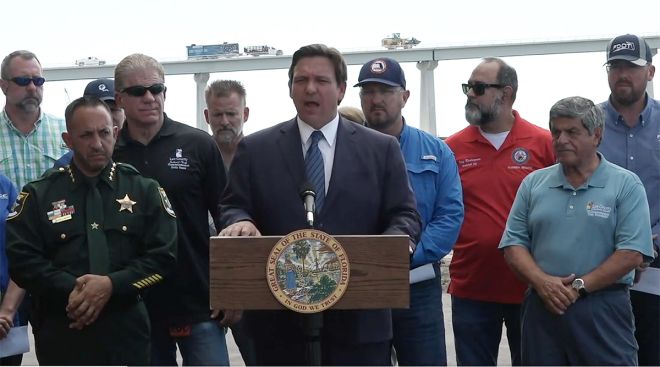 Gov. Ron DeSantis on Oct. 11 announces reopening of Sanibel Causeway to utility trucks