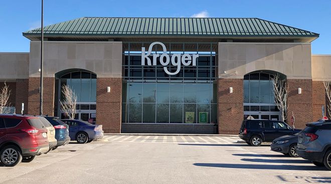 Exterior of the Kroger grocery store in Novi, Mich.