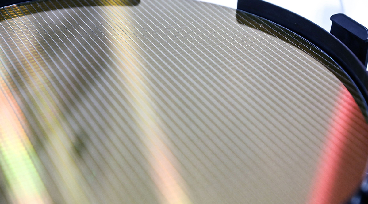 A wafer at the Semicon Taiwan exhibition show in Taipei, Taiwan