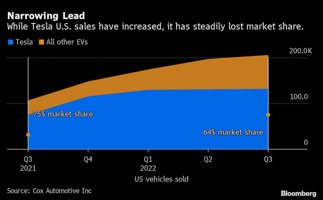 Chart showing Tesla's EV market share