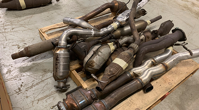 Catalytic converters in Utah after being seized in an investigation