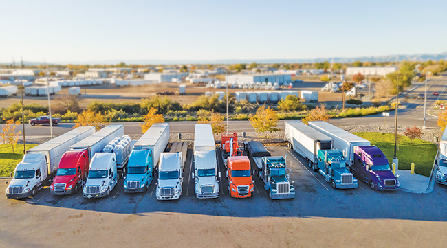 Trucks parked at a truck stop