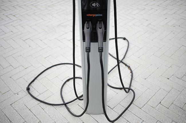 A ChargePoint electric vehicle charging station