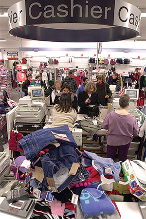 Returned items pile up at a Sears store
