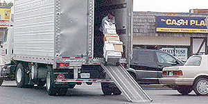 Driver unloads a truck