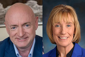 Sens. Mark Kelly (left) and Maggie Hassan