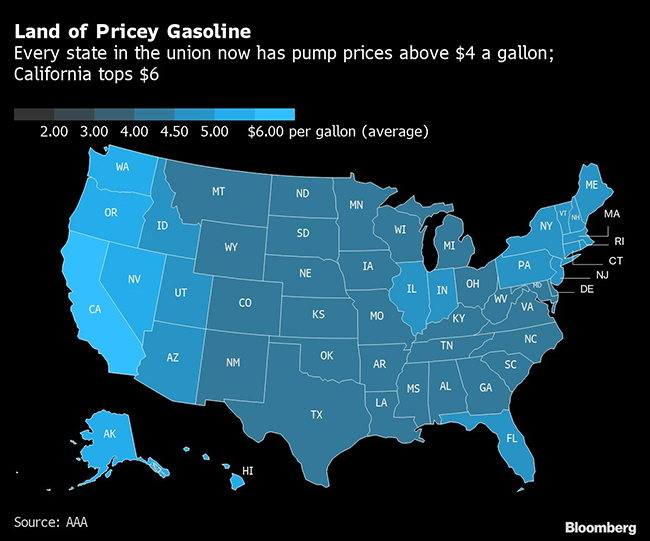 map of gas prices in America