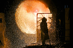 Steel worker at Salzgitter AG in Salzgitter, Germany