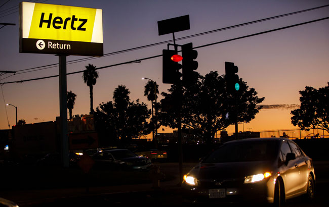 Hertz signage at LAX in Los Angeles in 2017.