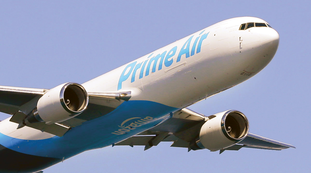 An Amazon Prime Air cargo plane