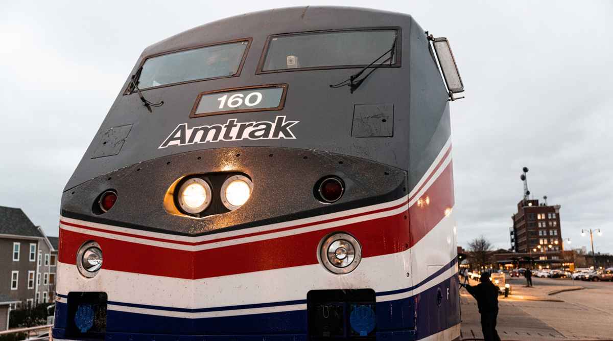 An Amtrak train at the Amtrak Memphis Central Station in Memphis, Tennessee.