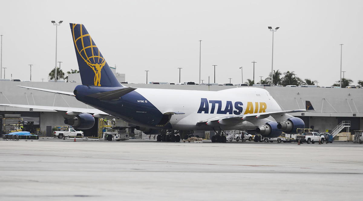 A cargo aircraft operated by Atlas Air at Miami International Airport in Miami.