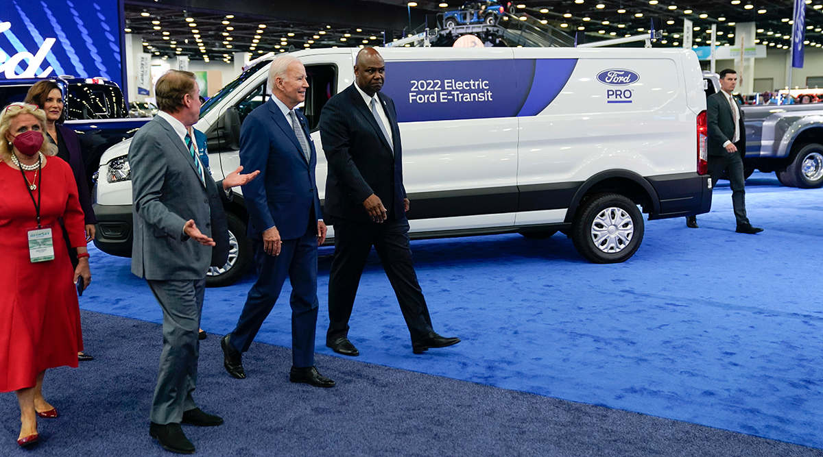 President Biden tours the auto show in Detroit