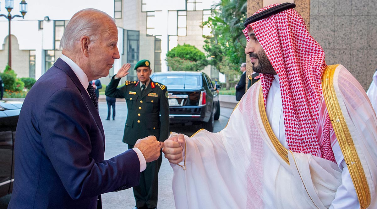 President Biden greets Saudi Crown Prince Mohammed bin Salman