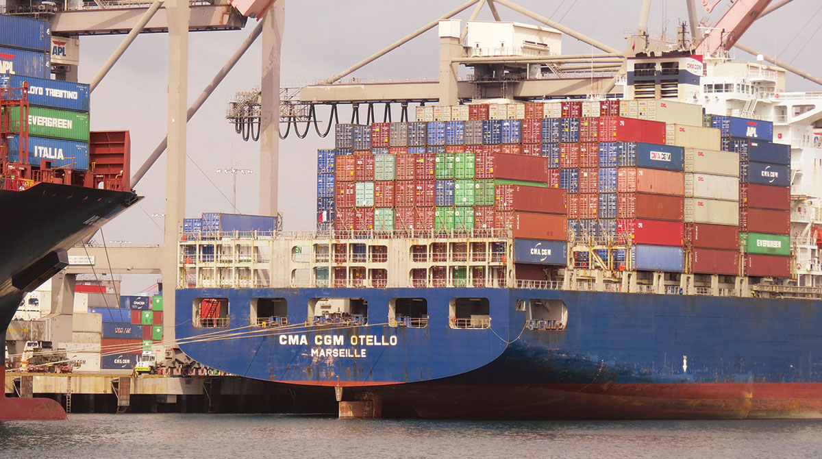 CMA CGM containership at the Port of Los Angeles