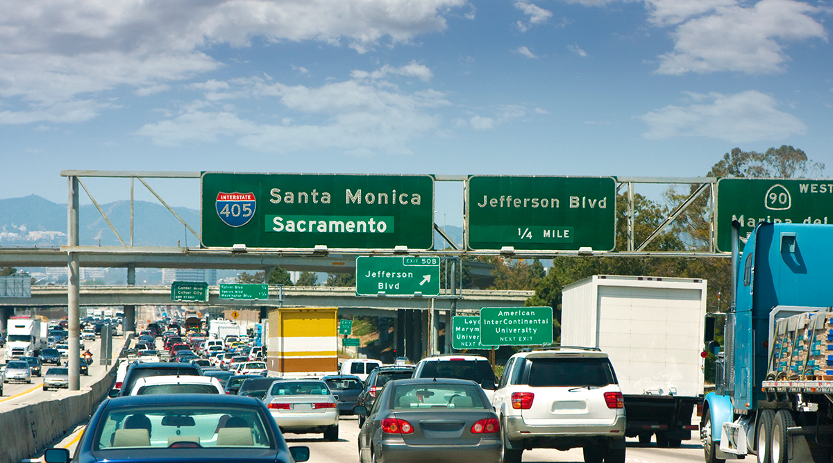 Vehicles on a California highway